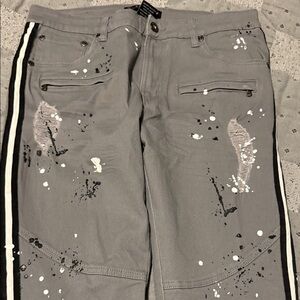 Gray Splatter Paint Men's Pants